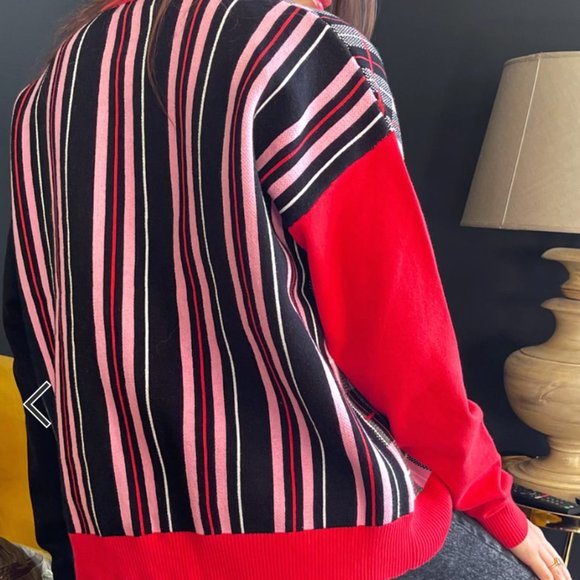 Hello Autumn Oversized Patchwork Knit Sweator Size 14 16 - Picture 2 of 2